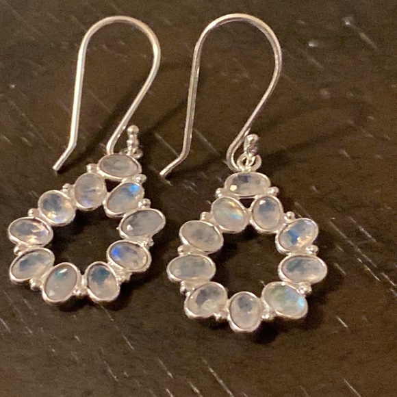 unbranded Jewelry - Moonstone Sterling Silver Dangle Pierced Earrings